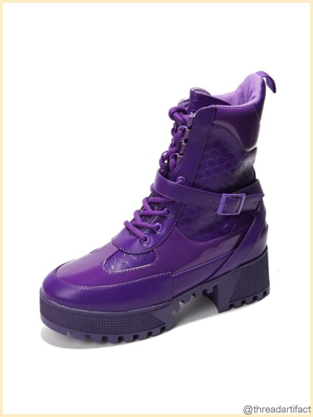 Chunky Heel Combat Boots Platform Lace Up High Top Ankle Boots